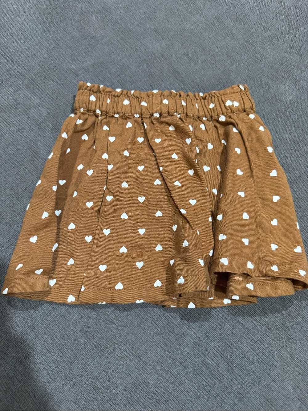 Old Navy Tan Brown Skirt with White Heart Print